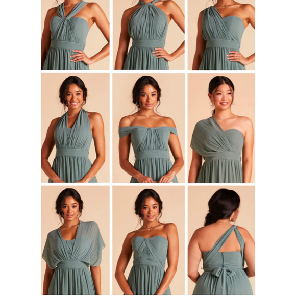 Birdy Grey Women's Size Large Grace Convertible Strap Maxi Dress Navy Blue Slit - Picture 5 of 10